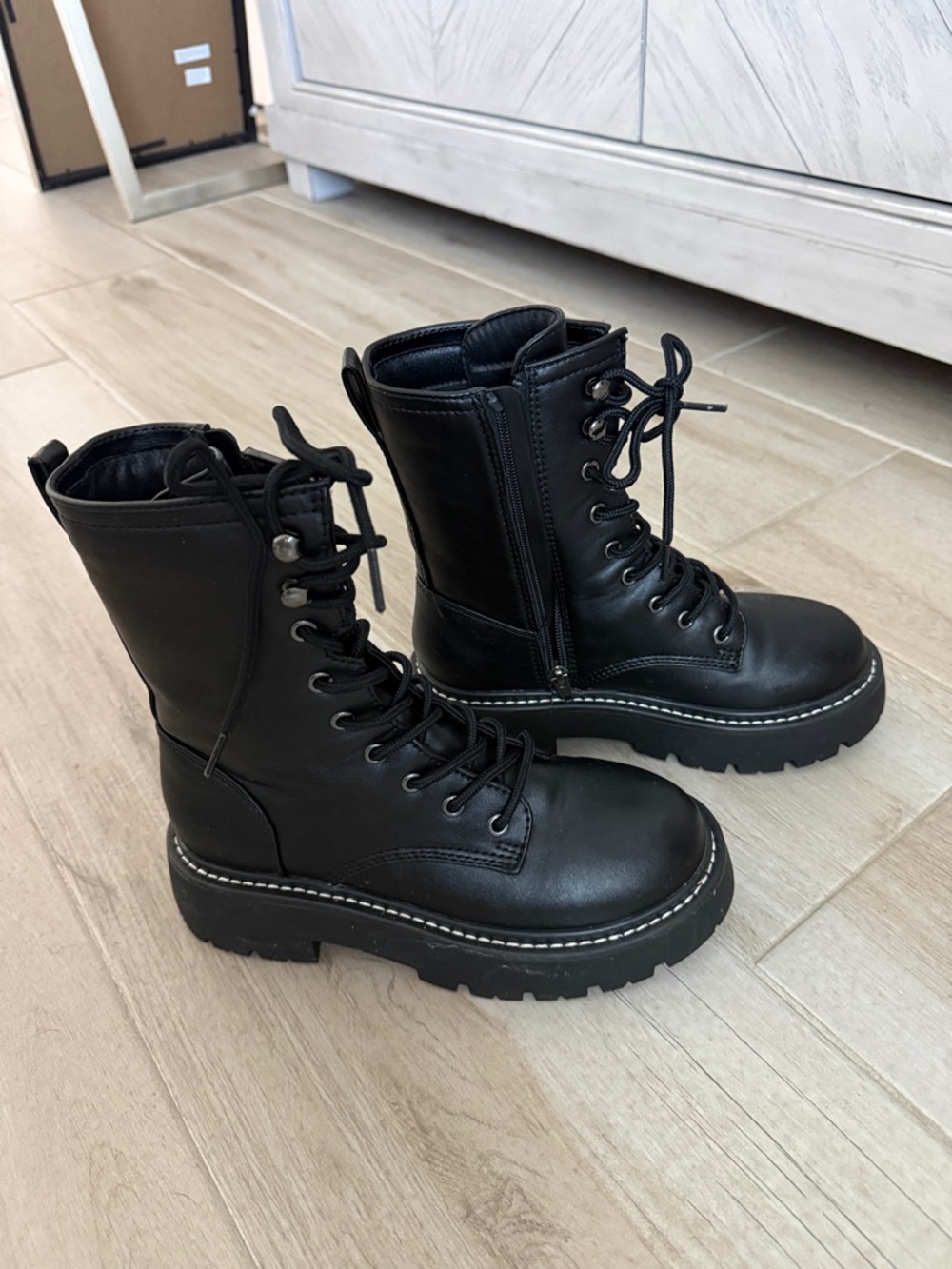 wild fable Black Combat Lace-Up Moto Boots women’s 6.5